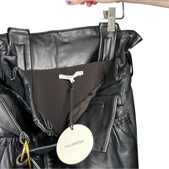 NWT Tularosa Jenna Faux Leather Midi Button Down Belted Skirt Black Size Small - Picture 13 of 14